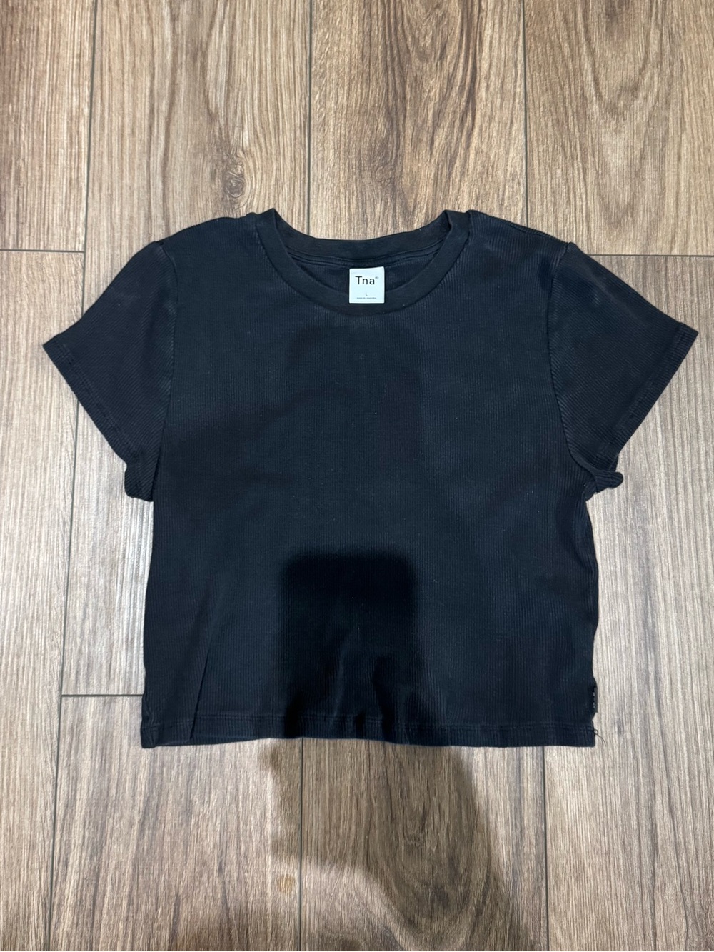 TNA Black Ribbed Crop Top